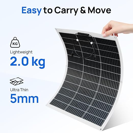 ECO-WORTHY 2pcs 130 Watt (260W) 12BB Flexible Solar Panels,23.5% High-Efficiency Waterproof Monocrystalline Lightweight Solar Panel for RV,Boats,Curved Surfaces,Roofs,Cabin