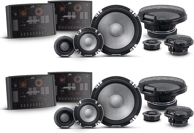 Alpine R2 Speaker Bundle - Two Pairs of R2-S653 6.5" R-Series Pro High-Resolution 3-Way Component Speakers