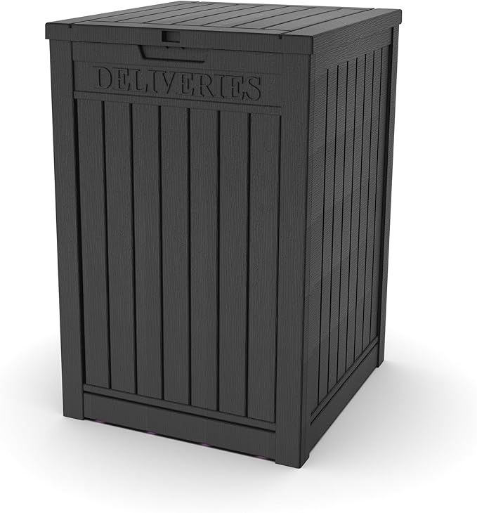 55 Gallon Waterproof Large Resin Deck Box Indoor/Outdoor Lockable Storage Container and Seating for Garden, Pool, and Patio (55 Gallon, Black)