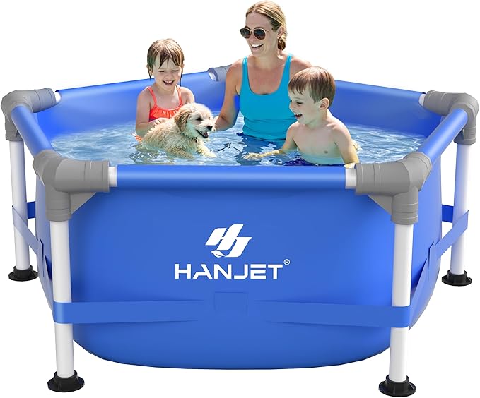 5 FT x 15 Inch PE Round Kids Swimming Pool Above Ground, Eco-Friendly Odorless Backyard Pool for Dog, Easy to Clean & Durable Frame for Toddlers