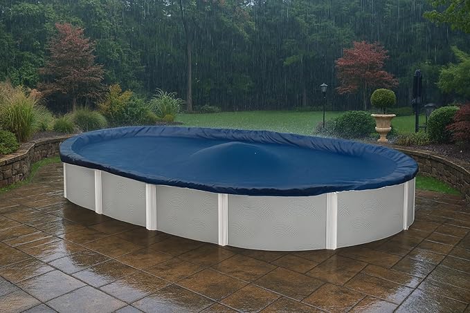 Aboveground Pool Winter Cover, Fits 10’ x 15’ Oval, Solid Blue – Includes Winch and Cable for Easy Installation – Superior Strength & Durability, Treated for UV Protection, WC1015OV