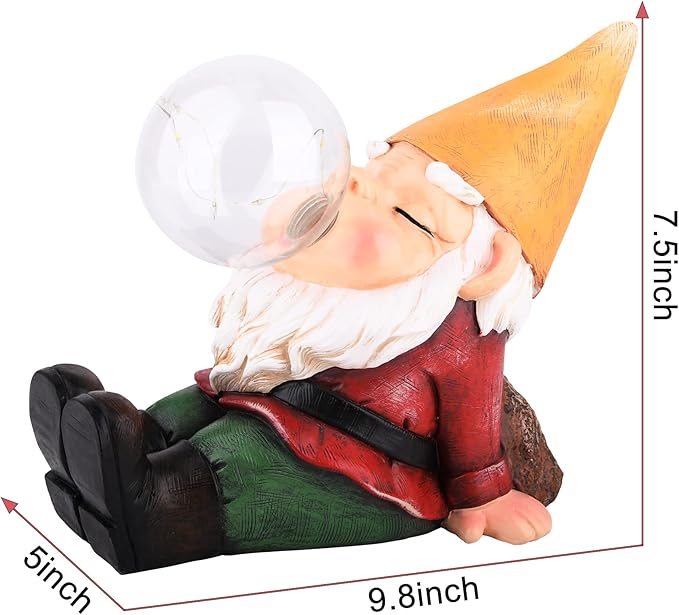Garden Gnomes Statues Decor Outdoor Large Gnomes Garden Decorations Funny with Solar Light for Yard Lawn