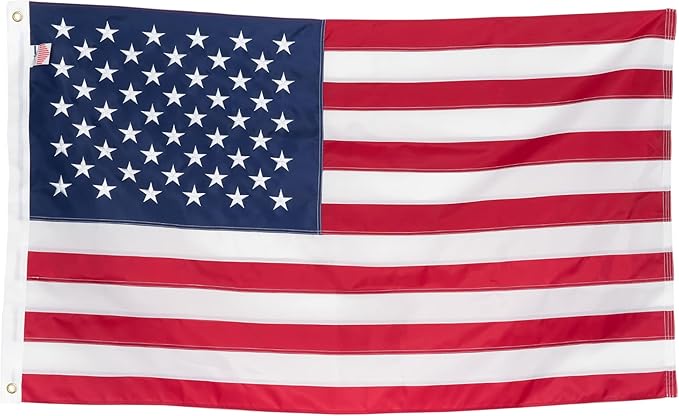 American Flag 3x5 Ft for Outside | Premium Heavy Duty TearProof Polyester US Flag | Longest Lasting High Wind Outdoor Flag with Embroidered Stars, Sewn Stripes, Brass Grommets | Fade Resistant