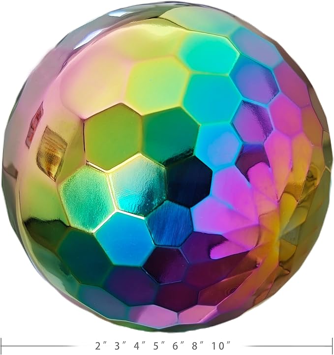 304 Stainless Steel Gazing Ball Sculptures Diamond Ball Decoration Mirror Hollow Decor Ball Reflective Garden Sphere Hollow Metal Ball Ornament Statues Gazing Globe for Home Garden (Rainbow 6 inch)