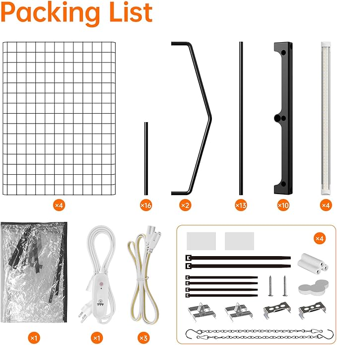 Bstrip Indoor Greenhouse with Grow Light, Mini Green House with 4 Pack 20W Full Spectrum Plant Lights with Timer, Plant Shelf with Tent for Indoor Plant, Seed Starting, Seed Tray, 27.2"x19.9"x61.8"