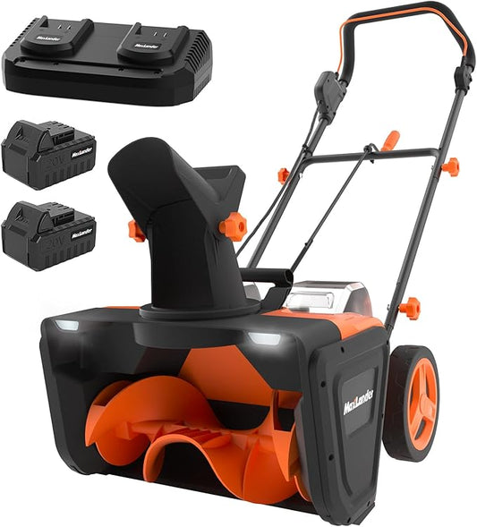 MAXLANDER Snow Blower Cordless, 40V 20-Inch Brushless Cordless Snow Thrower with Dual LED Lights, 180° Rotating Chute, Electric Snow Blower Battery Powered (2 x 4.0Ah Batteries and Charger Included)
