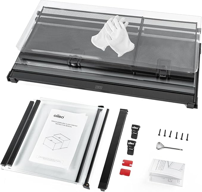 OiiBO 20 Gallon Reptile Tank, 30" x 12"x 12" Glass Terrarium Top Feeding & Dual Sliding Door Screen Ventilation with Easy Clean PVC Tray for Reptile Snake Hamster Small Animals