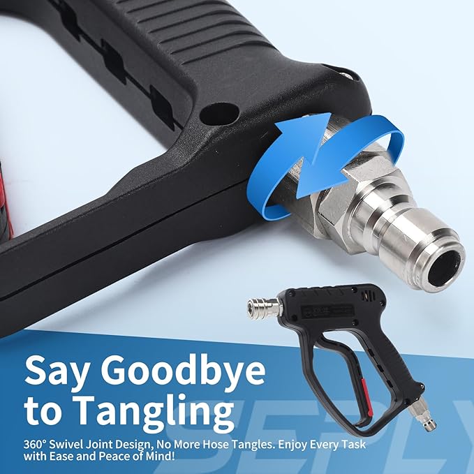 Pressure Washer Short Gun, 5000 PSI/10.5 GPM High Power Washer Spray Gun with 3/8'' Swivel Quick and M22-14mm Connect for Foam Cannon Car Wash