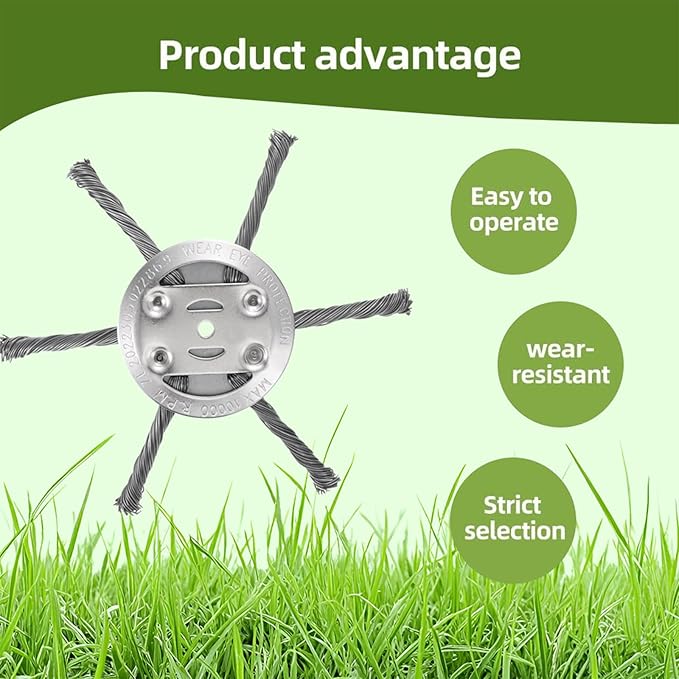 New Steel Wire Model Weed Wacker Head, Steel Wire Grass Weed Eater Blades, Universal Steel Wire Weed Grass Trimmer Blade Remover Tool for Electric Battery Powered String Trimme (2, 6 Blades)