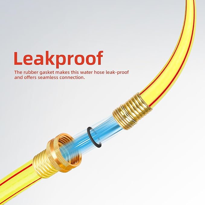 Short Lead-in Yellow Garden Hose 3/4 in. x 3 ft.-Kink Free, Leakproof, Flexible -Heavy Duty Durable Lightweight Water Pipe for Commercial Use, Lawn Care & Equipment Connection -Male to Female Fittings