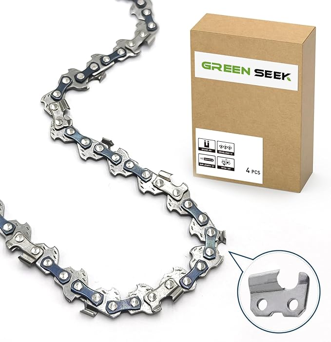 10-Inch Chainsaw Chain 4-Pack – 3/8" LP Pitch, .050" Gauge, 40 Drive Links, Semi-Chisel Replacement Chain for 10" Electric Mini Chainsaw and Pole Pruner