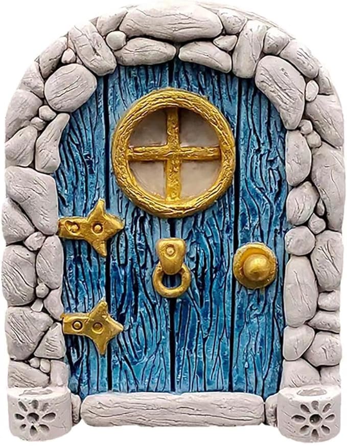 Blue Streak Archway Mini Fairy Garden Door for Tree, 3D Miniature Fairy Door for Fairytale Tiny House Doors, Bonsai Terrarium Micro Landscape Decoration Accessories Garden Miniatures
