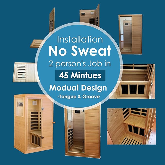 Saunas 909Mini Far Infrared Sauna, Indoor Dry Sauna (Hemlock Wood, 1 Person Mini Size Left Door)