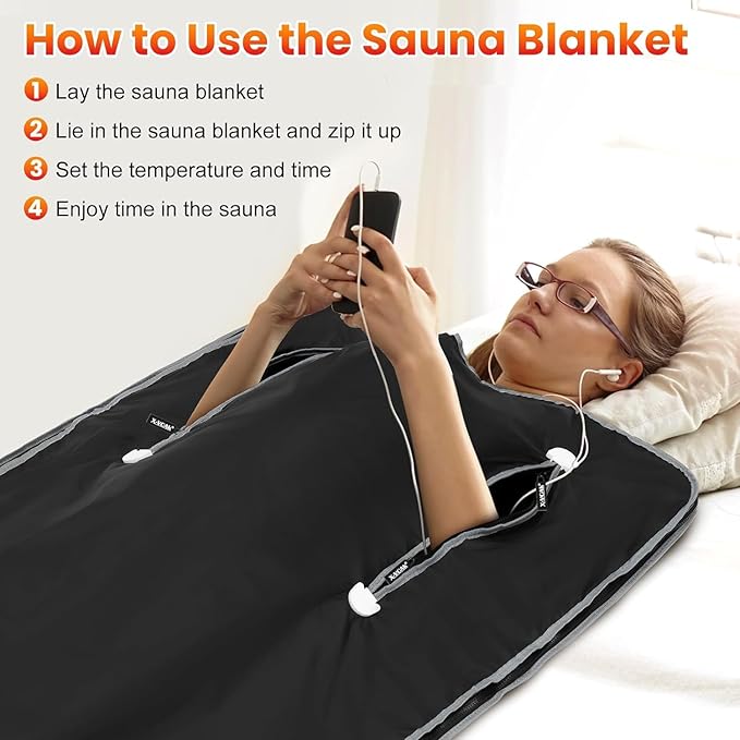 Sauna Blanket for Detoxification, Far Infrared Sauna Blanket, Portable Sauna for Home, 113-176℉, 30-60 Minutes Timer, 6 ft x 2.62 ft