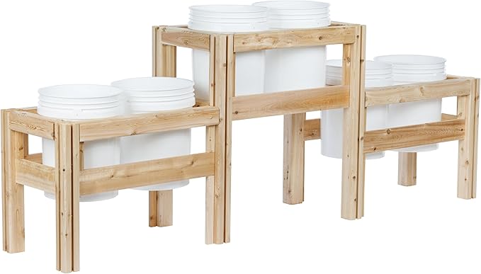 Greenes Fence Two-Tiers Six Bucket Elevated Cedar Wood Garden Frame, 79 in. x 16 in. x 30 in. - Made in USA with North American Cedar