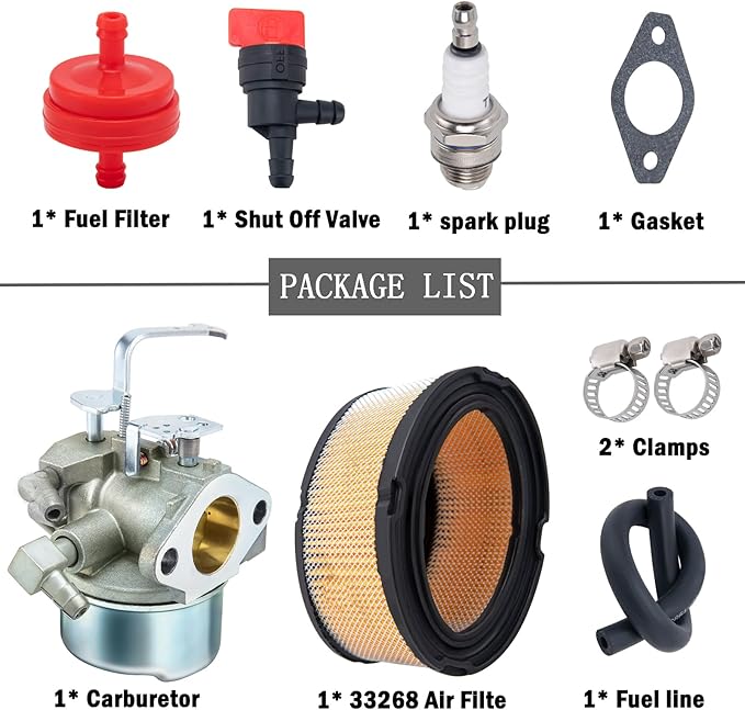 640152 Carburetor for Tecumseh 640152A 640023 640051 640140 640260B HM80 HM90 HM100 8-10 HP Engine Snow Blower Mower 5000w Generator with 33268 Air Filter Spark Plug kit