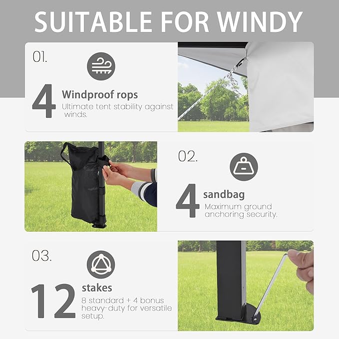 Bezseller 11x11 Pop Up Gazebo Tent with Mosquito Netting – Quick Set Up, Water-Resistant Outdoor Canopy for Patio, Garden, Backyard, and More,Light Grey