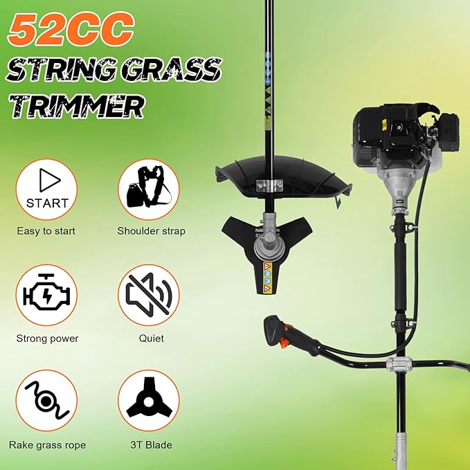 52CC Gas Lawn Mower - Powerful 2-Stroke Yard Trimmer, Durable Gas-Powered Brush Cutter, for Gardening Enthusiasts, DIY Backyard Tool