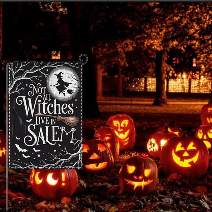 HTBIG Halloween Decor Garden Flag, Halloween Witches Garden Flags, Yard Flags for Outside 12x18 inch, Outside Yard for Home Decorations