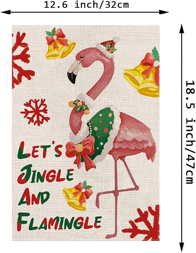 Seasonal Garden Flags Funny Flamingo Flags Double Sided Flag Seasonal Set of 11 Holiday Christmas Gifts Farmhouse Indoor Outdoor Yard Lawn Decorations 12.5x18 Inch