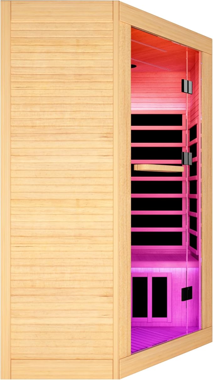 Sauna Infrared Far Infrared Sauna for Home Sauna 2-3 person 2180W with Hemlock Wood Low EMF Dry Sauna for Home Infrared Sauna 2 Person Indoor Sauna for Two Person in Home Sauna with Bluetooth Speakers