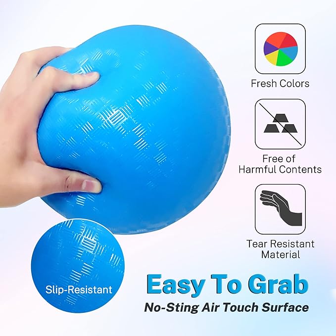 Dodgeballs Playground Balls, Dodge Ball Set for Kids & Adults, Bouncing Kickballs Handball for Outdoor & Indoor Games - Includes Pump & Mesh Storage Bag