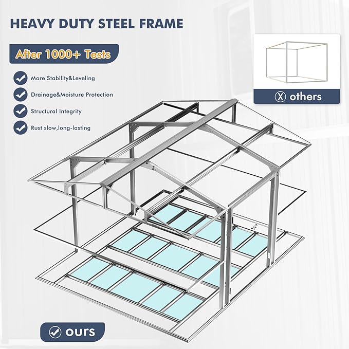 10x12 FT Metal Outdoor Storage Shed with Base Frame, Reinforced Frame Heavy Duty Large Waterproof Garden Tool Sheds with Unique Skylight Windows Air Vent for Patio Yard，Dark Grey