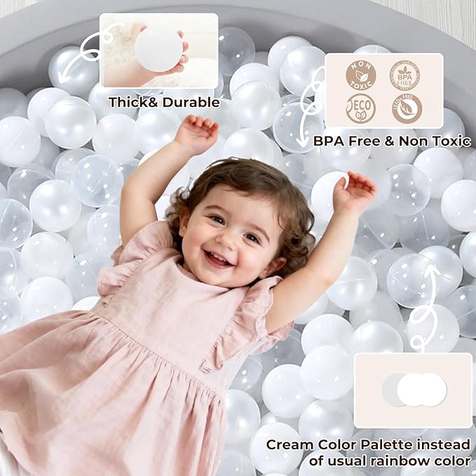 TRENDPLAY Plastic Balls for Ball Pits 2.2 Inch, Pack of 50 100 200 500 Hollow Balls, Perfect for Toddler Baby Pools,Party,Festival Decoration
