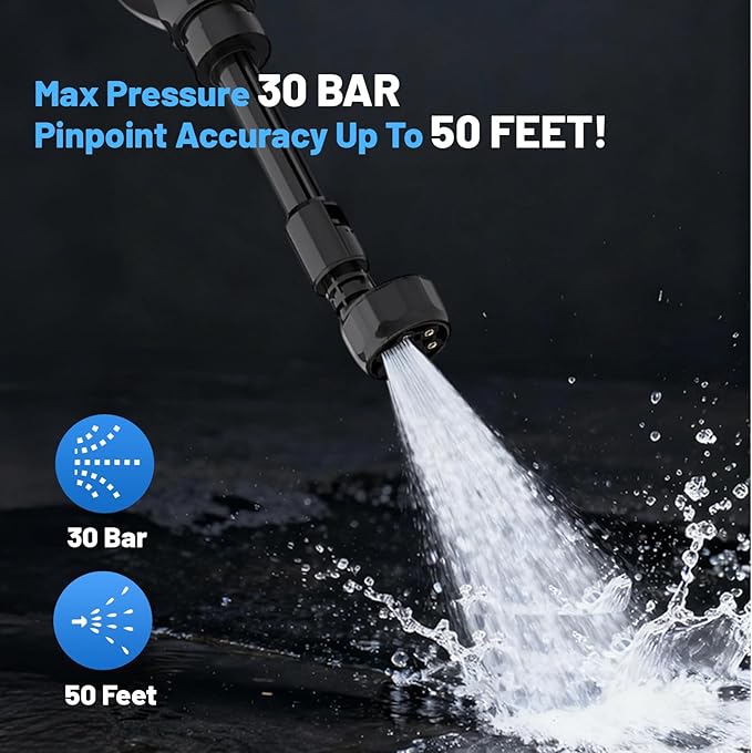 Rechargeable High Pressure Washer, 21V High Pressure Power Washer, 680PSI Portable High Pressure Car Wash with 6-in-1 Nozzle Foam Gun for Car Cleaning, Home, Garden Watering, Boat Cleaning