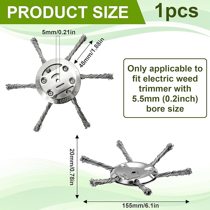 2025 New Upgrade 6 Inches Steel Wire Grass Trimmer Head Universal Steel Wire Weed Eater Head String Trimmer Replacement Brush Blade for Electric Battery Powered Cordless String Cutter (1Pc 6 Blades)