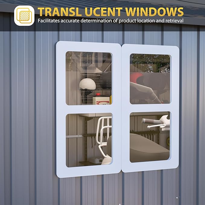 12x10 FT Outdoor Storage Shed,Metal Shed W/Window & Floor Frame,Garden Tool House W/Sloped Roof,Lockable Doors & Air Vents,for Backyard Patio Lawn,Gray