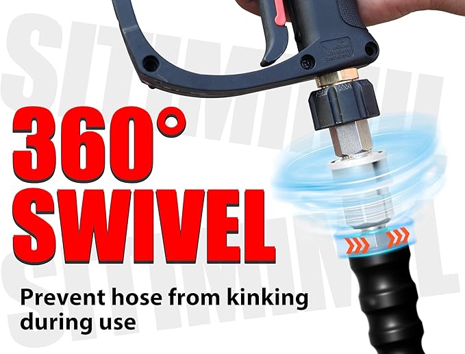 3/8'' Pressure Washer Hose 100FT - Kink Resistant Steel Wire Braided, Wear Resistant, 3/8" Stainless Steel Quick Connect, with M22 14mm Adapter Set, Hot and Cold Water Power Washer Hose, 4200 PSI
