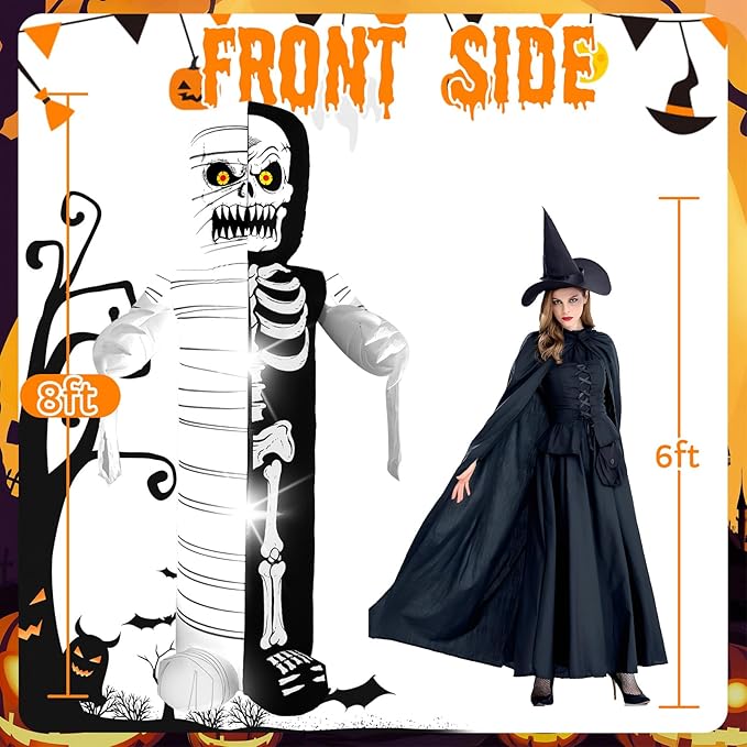 8FT Zombie, Halloween Outdoor Inflatable Decoration, with Built-in LED Lights, Suitable for Outdoor lawns, Gardens, terraces and Halloween Parties