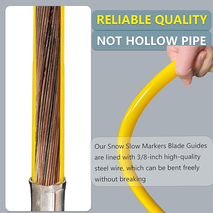 28" Yellow Snow Plow Markers Blade Guides 304 Stainless Steel Joint 3/4''Built-in Steel Wire Never Break for Blizzard Boss SNO-Way Western Snowplows Pickup Truck SUV UTV ATV