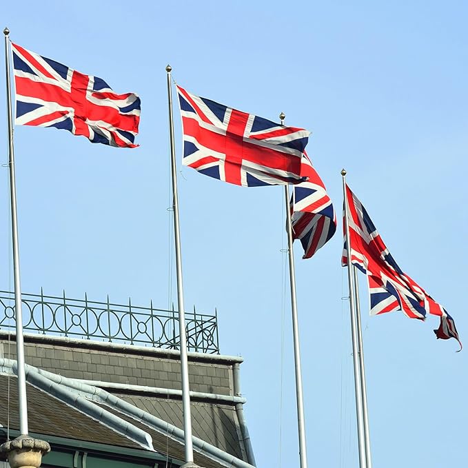 British Union Jack Flag 3x5 ft Outdoor, Double Sided 3 Ply Heavy Duty National Flag for UK, 100% Quality Polyester England United Kingdom Banner with Brass Grommets 4 Rows Stitches