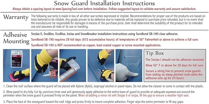 SnowBreaker Snow Guards 25 Pieces for Metal Roofs (Adhesive Mounted)