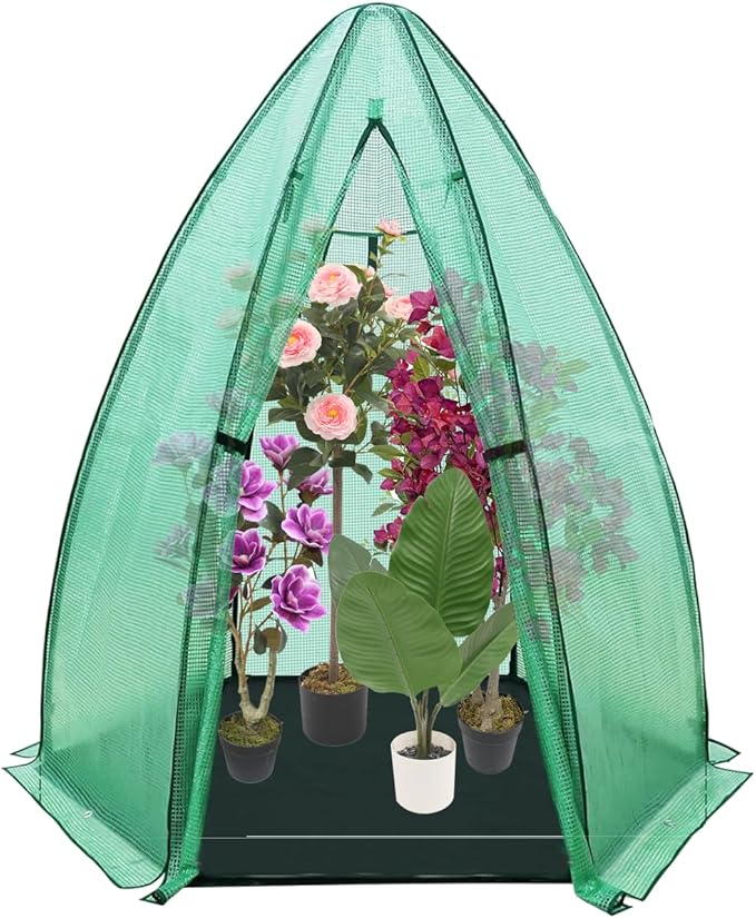 Greenhouse for Outsides, 54”x 54”x 71” Heavy Duty Green House Tent with Durable PE Cover, Garden Plant Protector with Zippered Door Mesh Window for Vegetables Flowers Fruits Herbs,Green