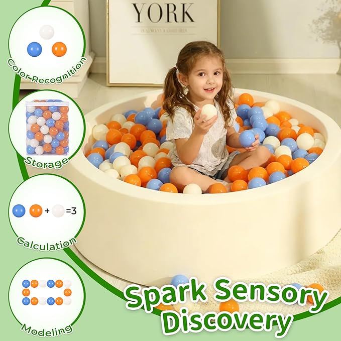 TRENDPLAY Plastic Balls for Ball Pits 2.2 Inch, Pack of 50 100 200 500 Hollow Balls, Perfect for Toddler Baby Pools,Party,Festival Decoration