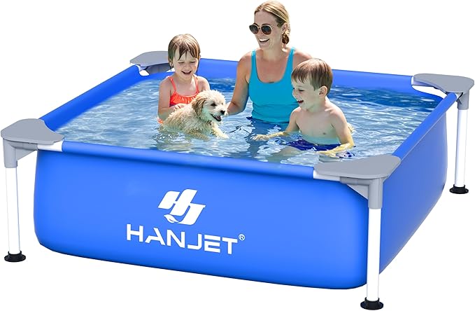 3.6 Foot x 13.8 Inch Kids Small Deep Pool for Adults Swimming Pool Above Ground, Rectangle Eco-Friendly Odorless Backyard Pool for Dog, Easy to Clean & Durable Frame for Toddlers