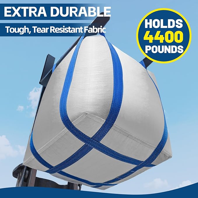 10 Packs FIBC Bulk Bags,Holds up to 4400 lbs Construction Bags Heavy Duty,210-Gallon Woven Polypropylene Dumpster Bag for Industry Agriculture and Construction,Sealable Top