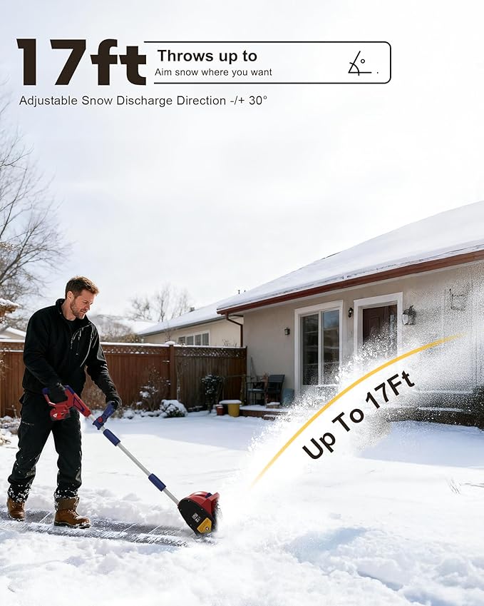 Mellif Cordless Snow Shovel, 12-Inch Brushless Snow Blower Compatible with Milwaukee 18v Battery, Lightweight with Adjustable Chute, Weather-Resistant