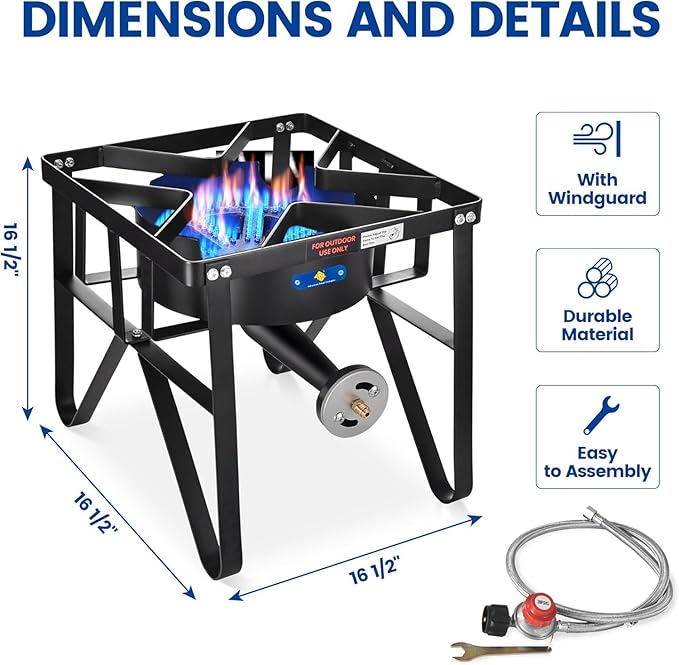 ARC 100QT Stock pot Seafood Boil Pot and Propane Stove with 200,000BTU, Stainless Steel Crawfish Boil Pot with Basket and Steamer Rack, Burner for Outdoors Cooking and Steaming
