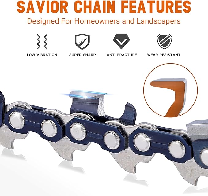 Savior 20 Inch Chainsaw Bar and Chain Combo, 3/8" Pitch .050" Gauge 72 Drive Links for 455 Rancher 460 Rancher Poulan PP5020AV PR5020, Replace for 200SFHK095, 584818, 584271