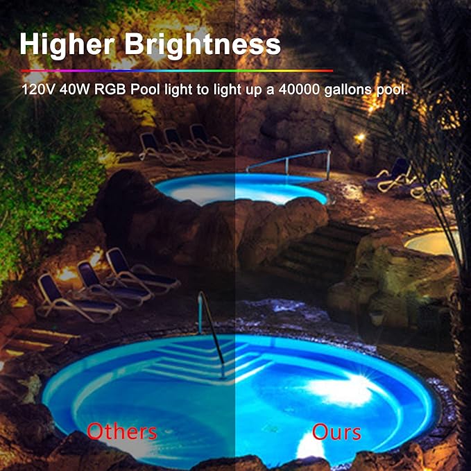 12V 50W Pool Lights for Inground Pools Waterproof, Color Changing Pool Light Bulb with Remote Control, Replacement Bulb for Pentair, Hayward and Other E26 Screw in Type Bulbs