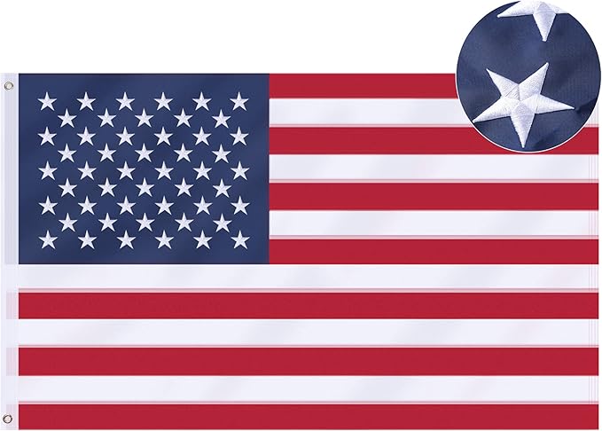 1x1.5 Ft American Flag - Outdoor Heavy Duty Durable Premium Polyester US Flag with Embroidered Stars & Brass Grommets