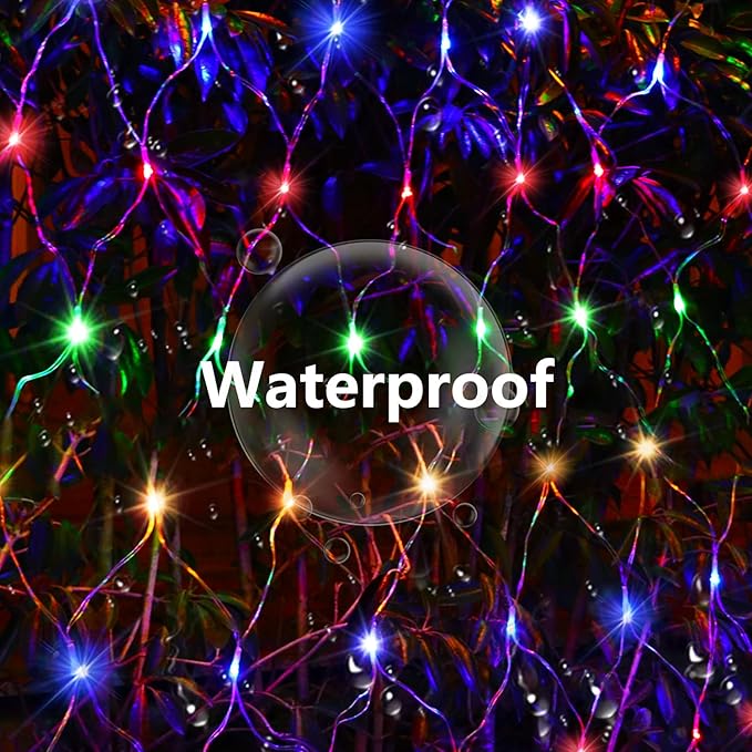 Solar Net Lights Outdoor Mesh Lights Multicolor, 200 LED Net Lights Christmas Colorful, Waterproof 19 Modes Timer Tree Wrap Lights for Fence, Garden, Yard, Bushes, Trunk, Halloween Decor-9.8ft x 6.6ft