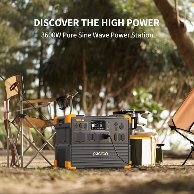 PECRON Two E3600LFP Portable Power Station with 240V Double Voltage Hub and Six Extra Batteries, 3072Wh Power Station, 3600W LiFePO4 Battery Backup, Solar Generator for Home Use, RV, Camping
