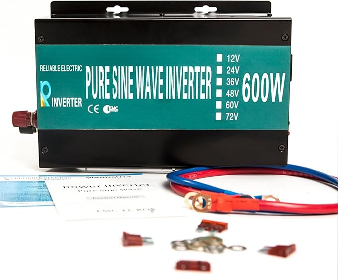 WZRELB Pure Sine Wave Inverter 600Watt 12V DC to 120V AC Power Converter 1200W Surge