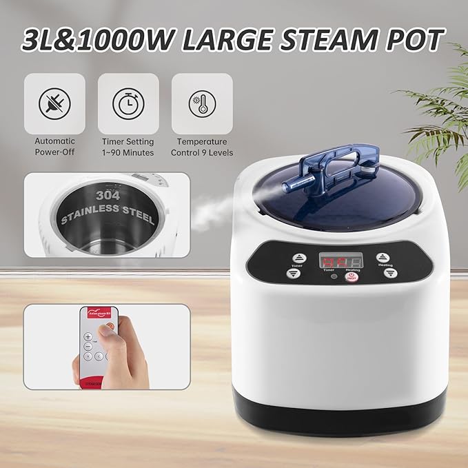 Portable Steam Sauna, Personal Steam Sauna Tent for Home Spa, Full Size Portable Spa Sauna Box with 3L 1000W Sauna Steamer, Large Size Foldable Chair Included, Grey