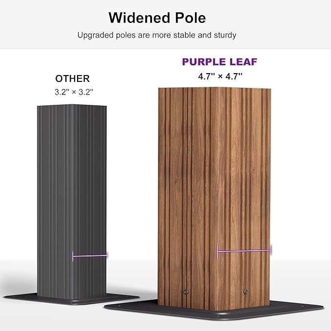 PURPLE LEAF 14' X 24' Outdoor Hardtop Gazebo for Patio Galvanized Steel Double Roof Permanent Canopy Teak Finish Coated Aluminum Frame Pavilion Gazebo with Netting